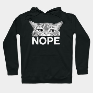 Nope Cat on Black Hoodie